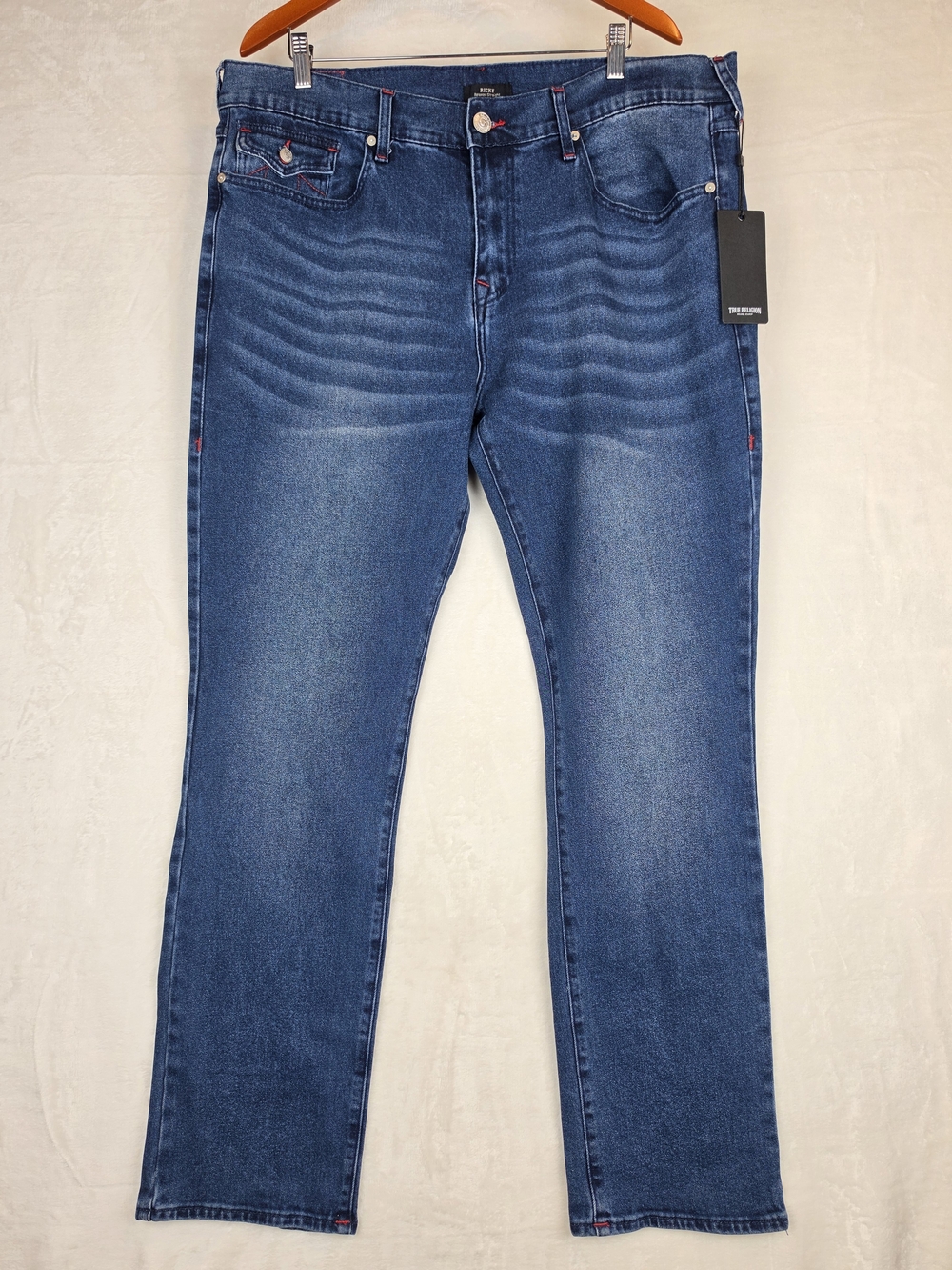 True Religion Ricky Relaxed Straight Jeans Men's 38x30 Medium Wash NWT